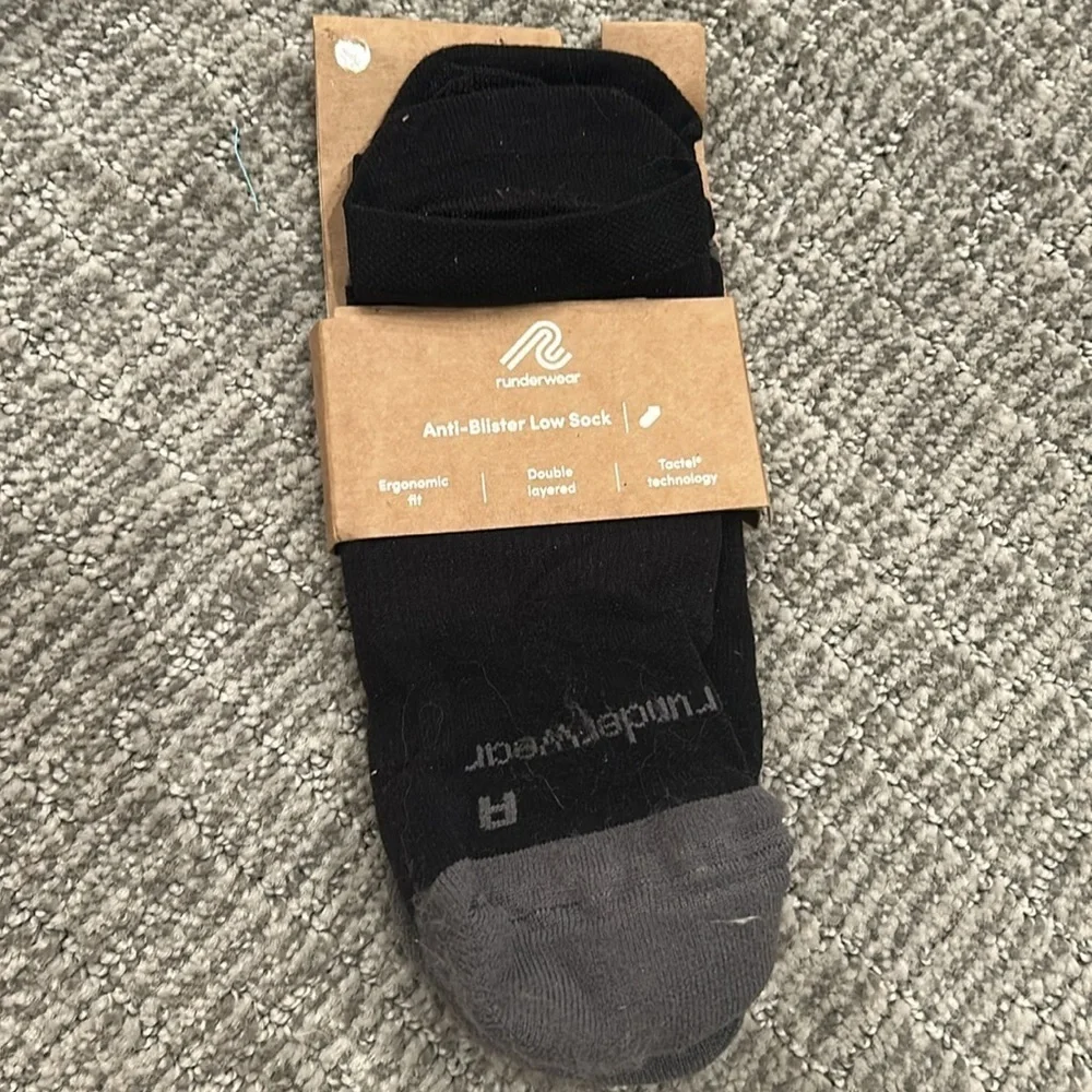 Runderwear Anti Blister Running Sock Low - Black & Grey 2 Pack L